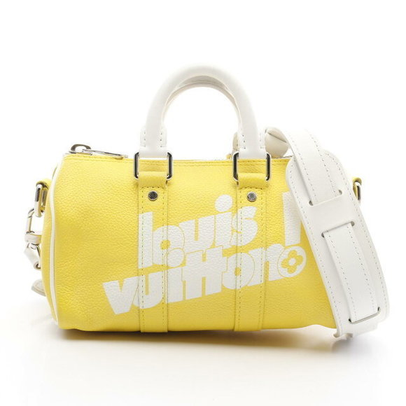 Louis Vuitton Keepall LV Handbag Leather Yellow White - Picture 1 of 7
